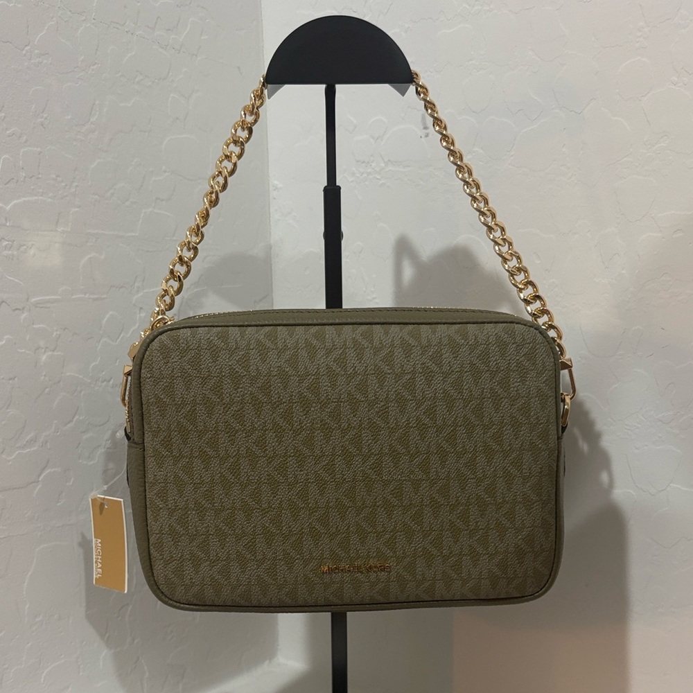 Michael Kors Khaki Crossbody Bag with Gold Chain